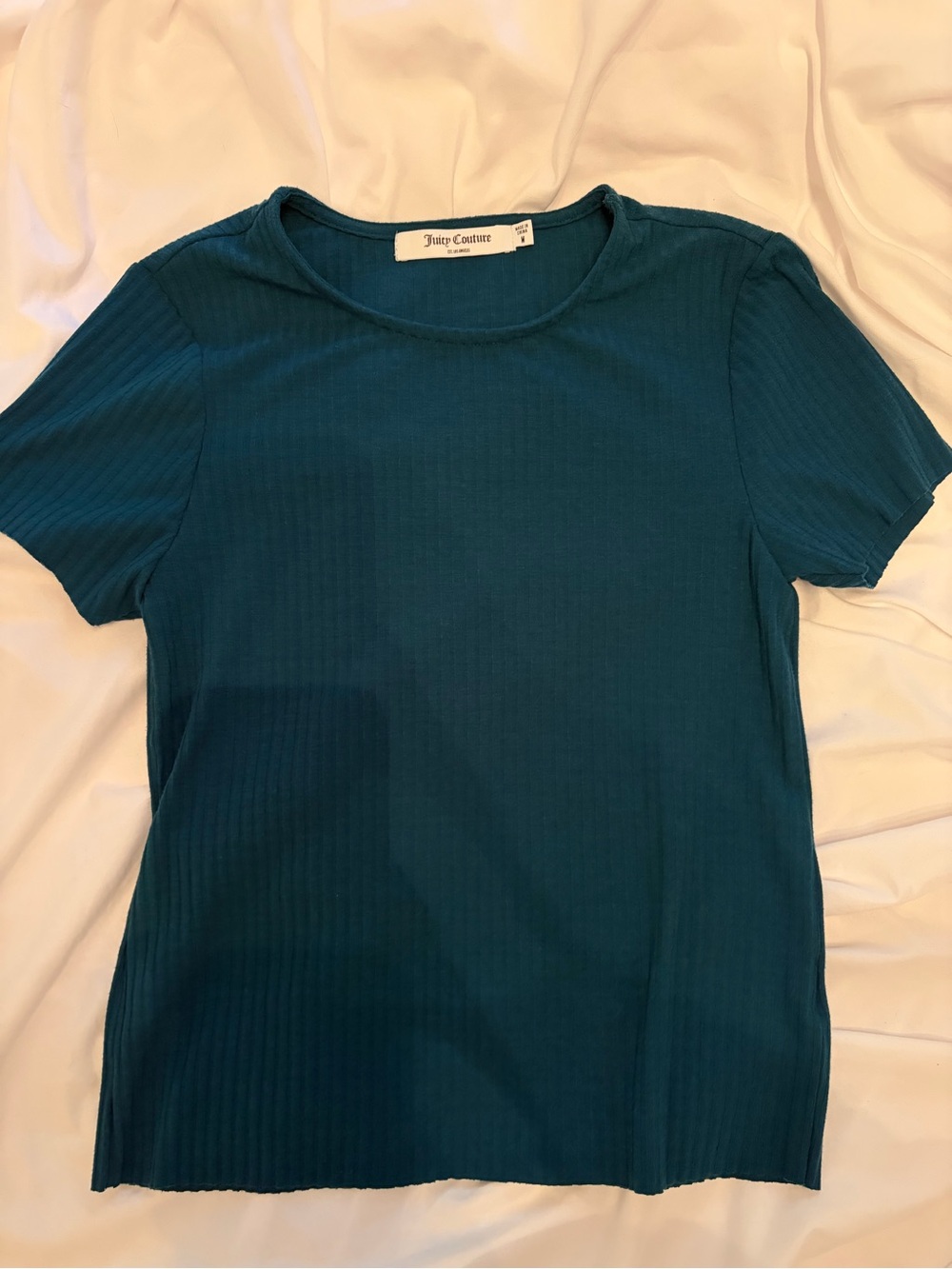 Juicy Couture Teal Ribbed Tee Sz M